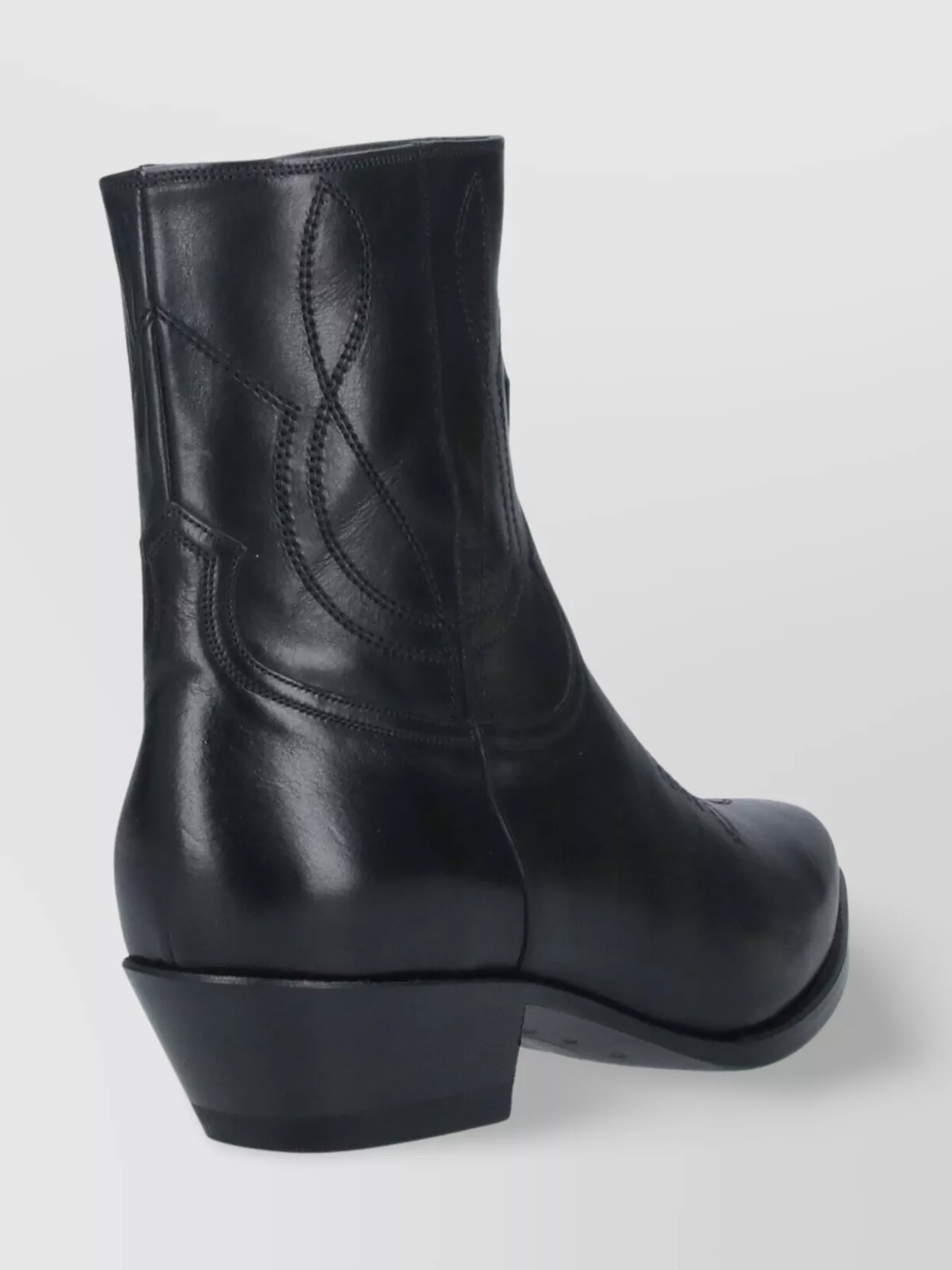 Celine Block Heel Ankle Boots With Embroidered Pointed Toe