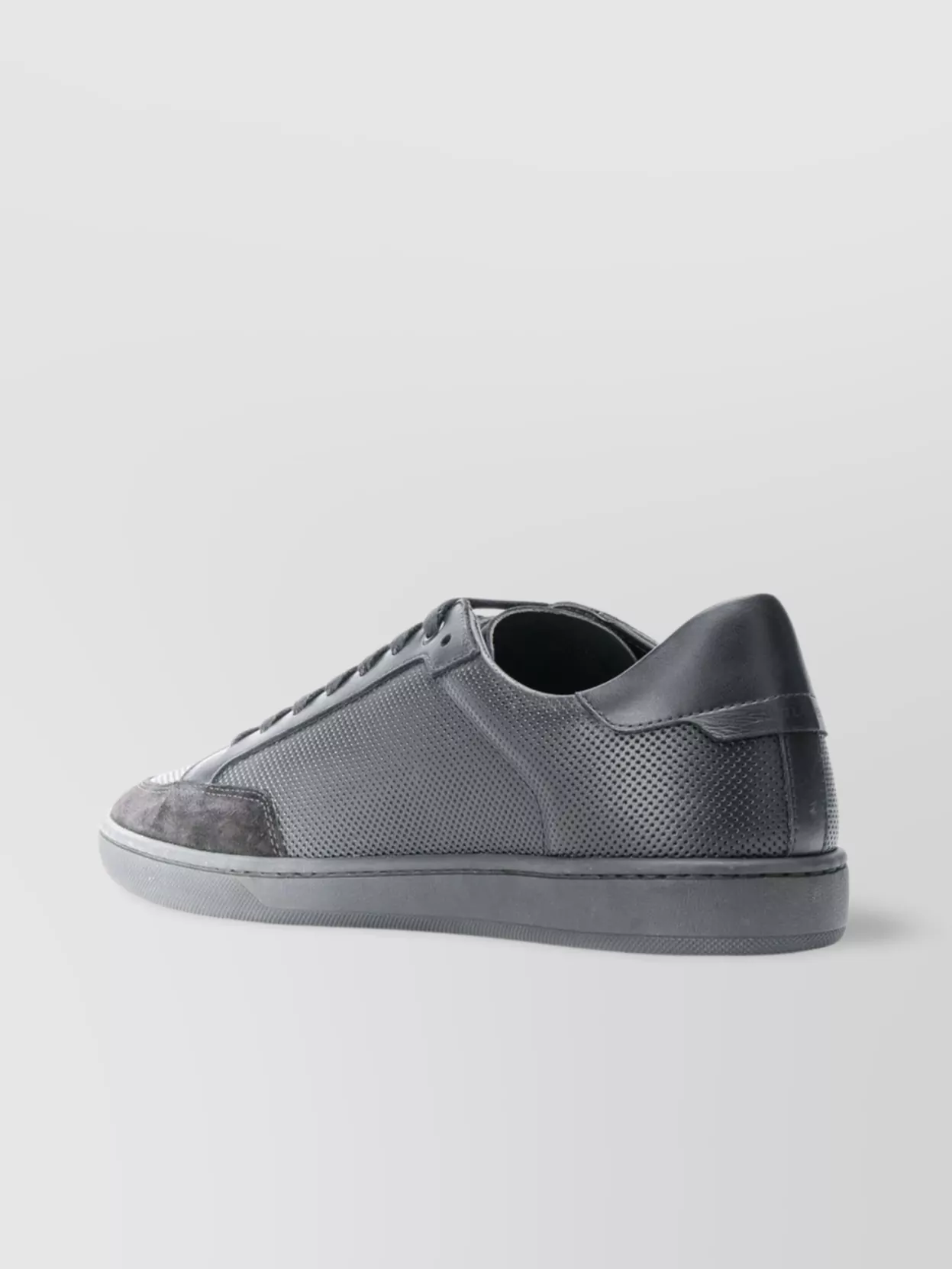 Saint Laurent Leather Sneakers With Almond Toe And Perforated Style In Black
