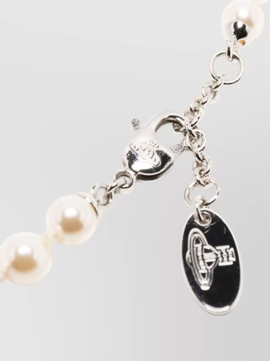 Vivienne Westwood Crystal Pearl Bead Bracelets Silver Tone Hardware