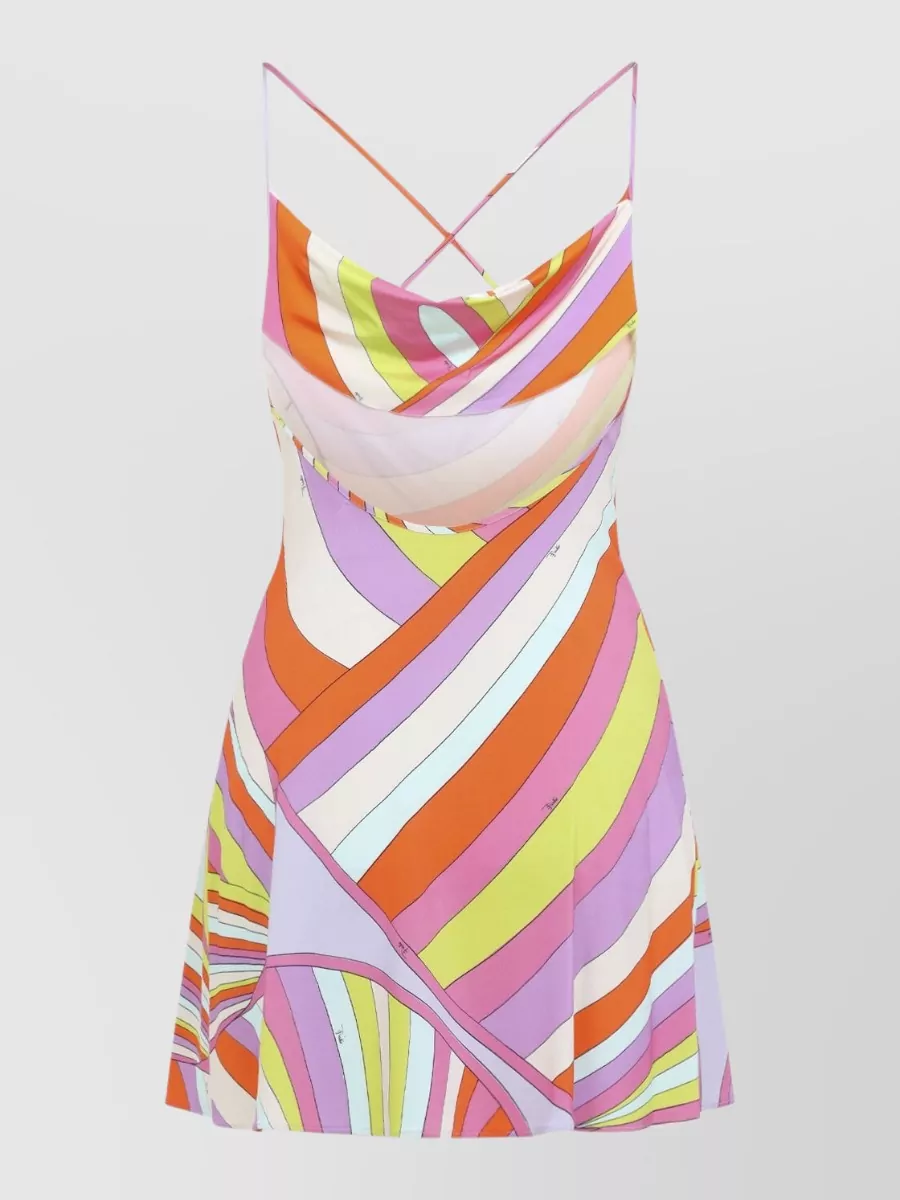 Pucci Printed Sleeveless Cowl Neck Mini Dress