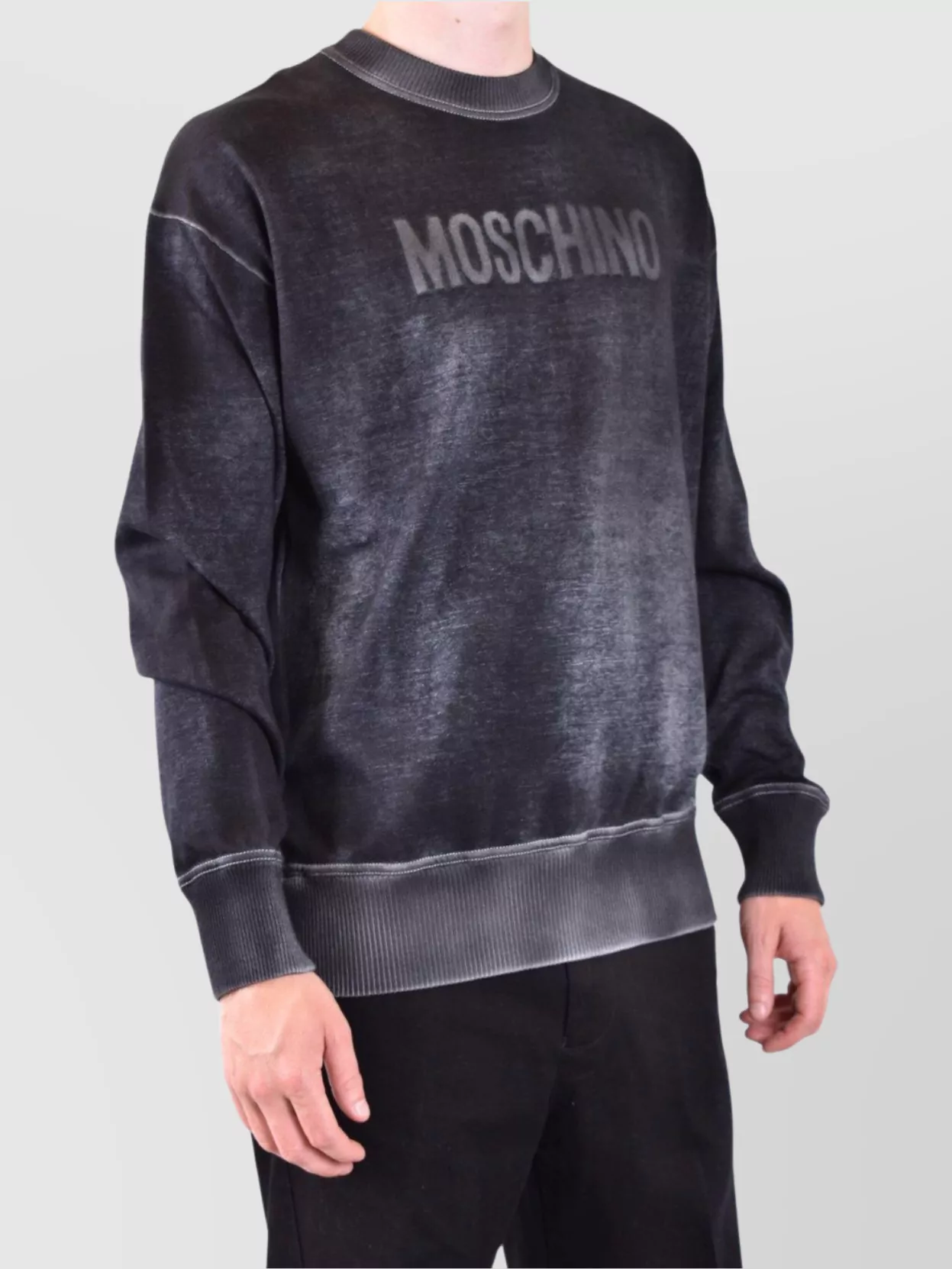 Moschino Crew Neck Sweaters Washed Effect