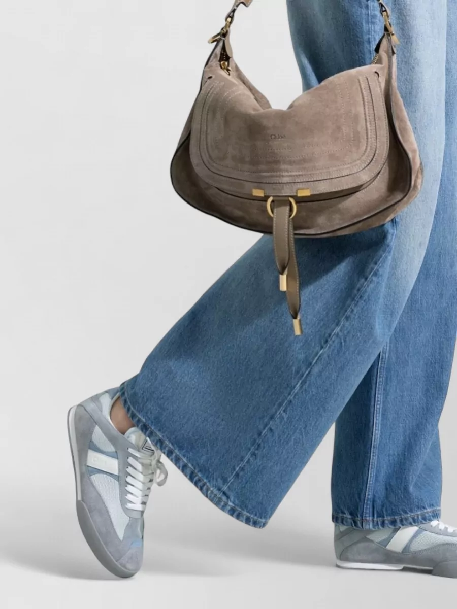 Chloé Kick Sneakers Low Top Mesh Suede Panels