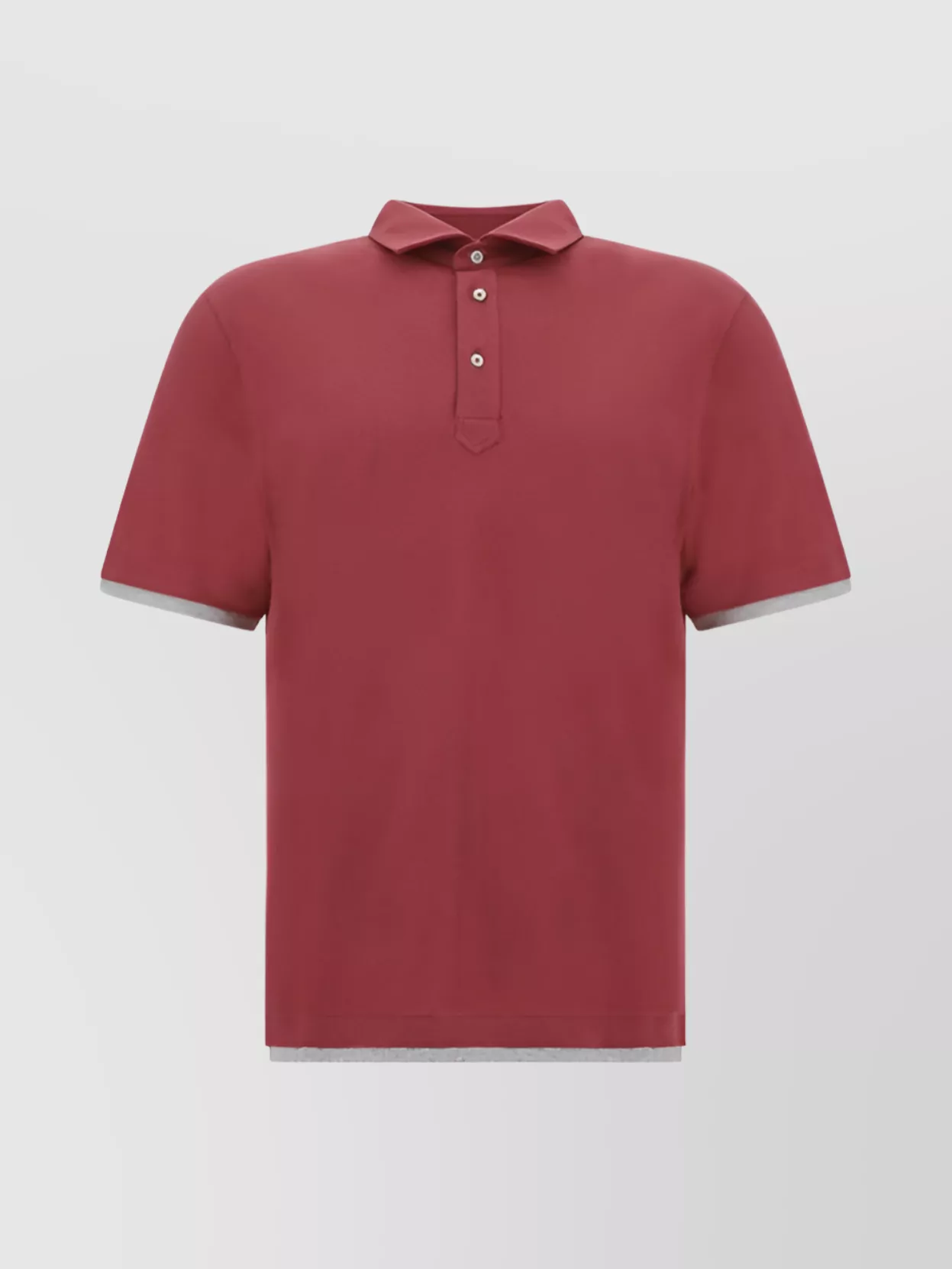 Shop Brunello Cucinelli Ribbed Collar Cotton Polo Shirt Double Layer