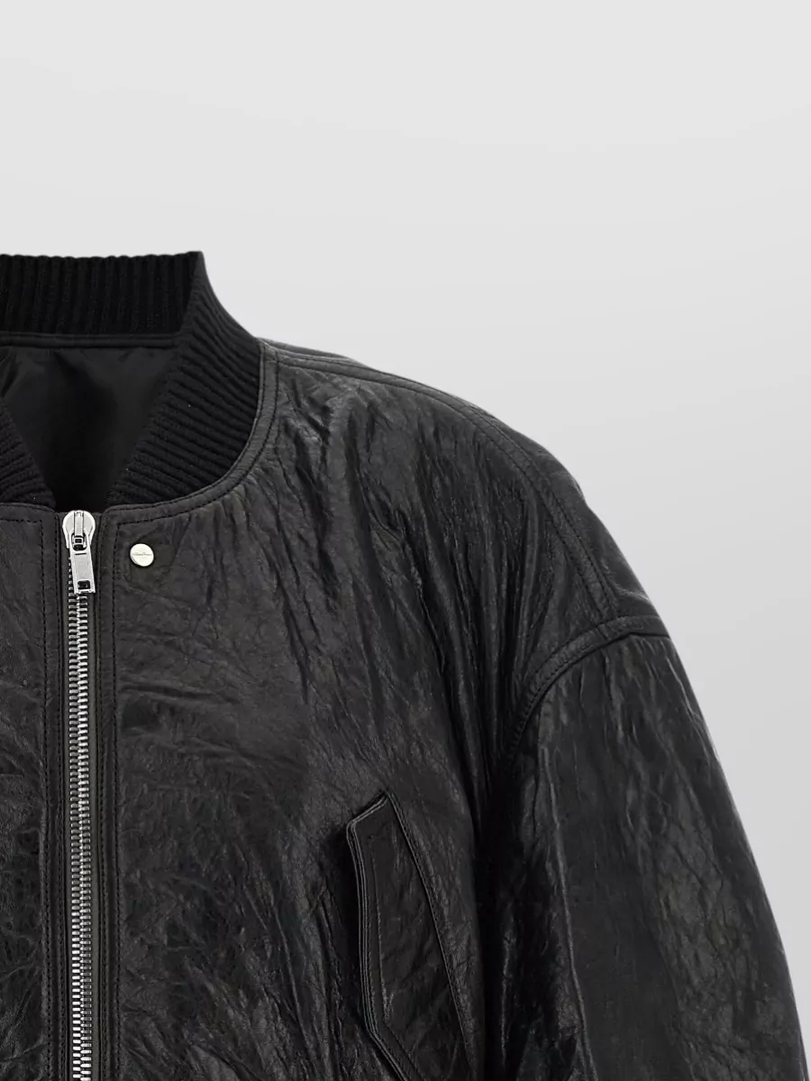 Rick Owens Lamb Leather Cropped Bomber Jacket