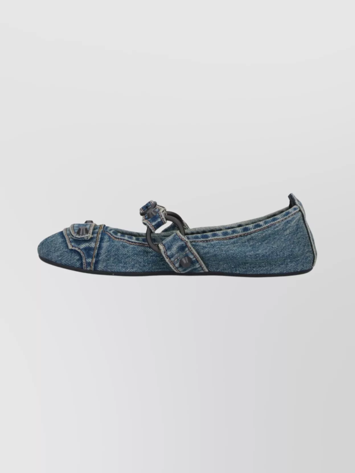 Balenciaga Denim Ballerina Shoes Buckle Detail