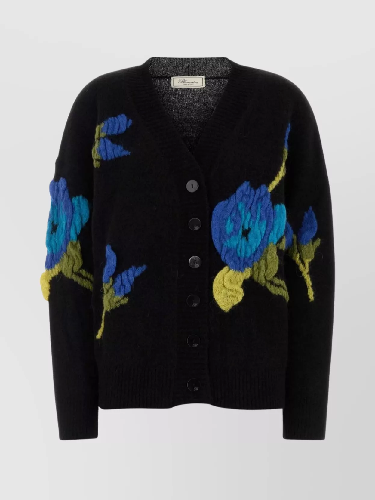 Blumarine Stretch Nylon Blend Floral Cardigan In Multi