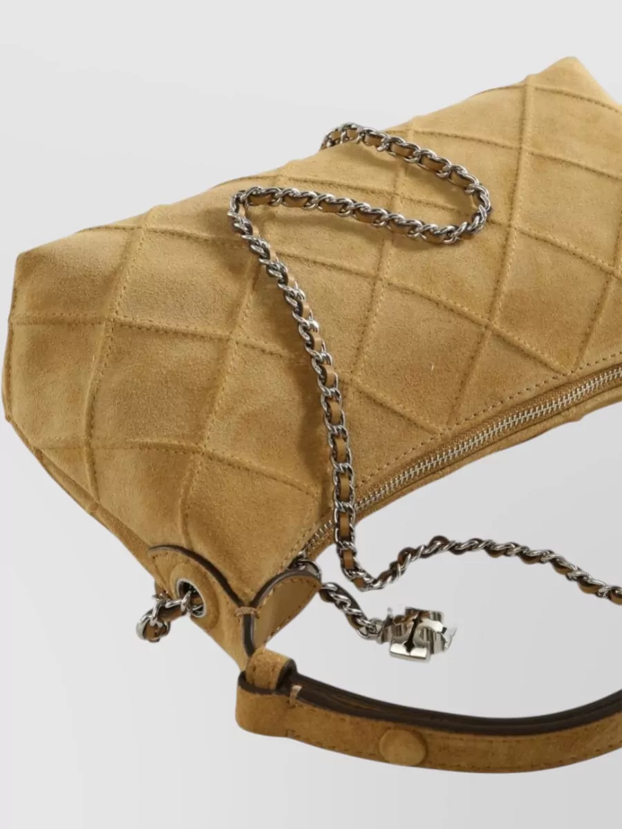 Tory Burch Fleming Suede Quilted Shoulder Bag