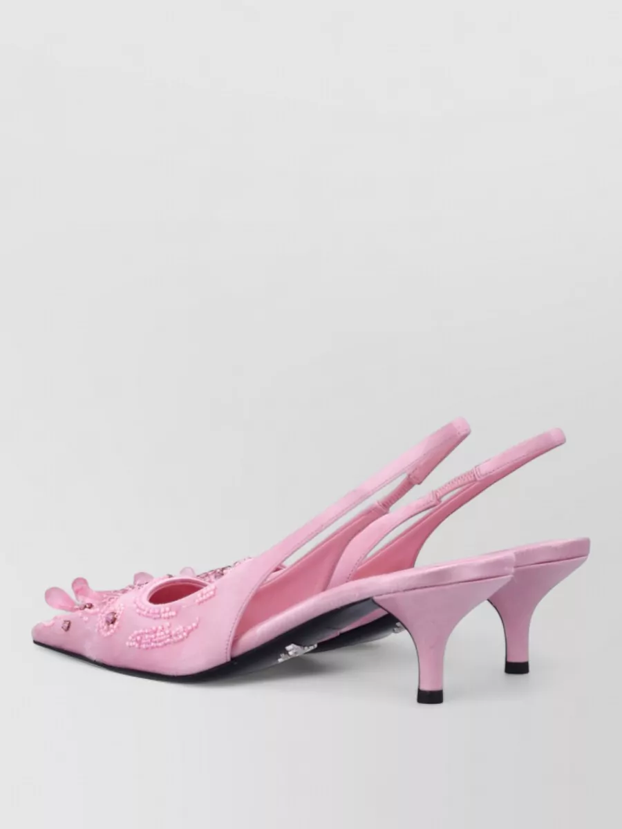 Prada Embroidered Satin Slingback Pumps