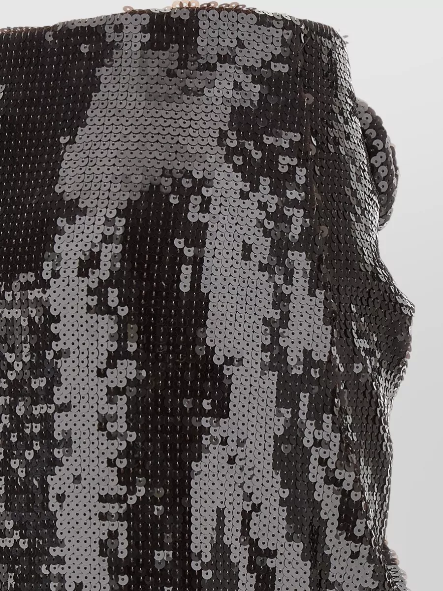 Rotate Birger Christensen Sequined Draped Knot Midi Fitted Skirt