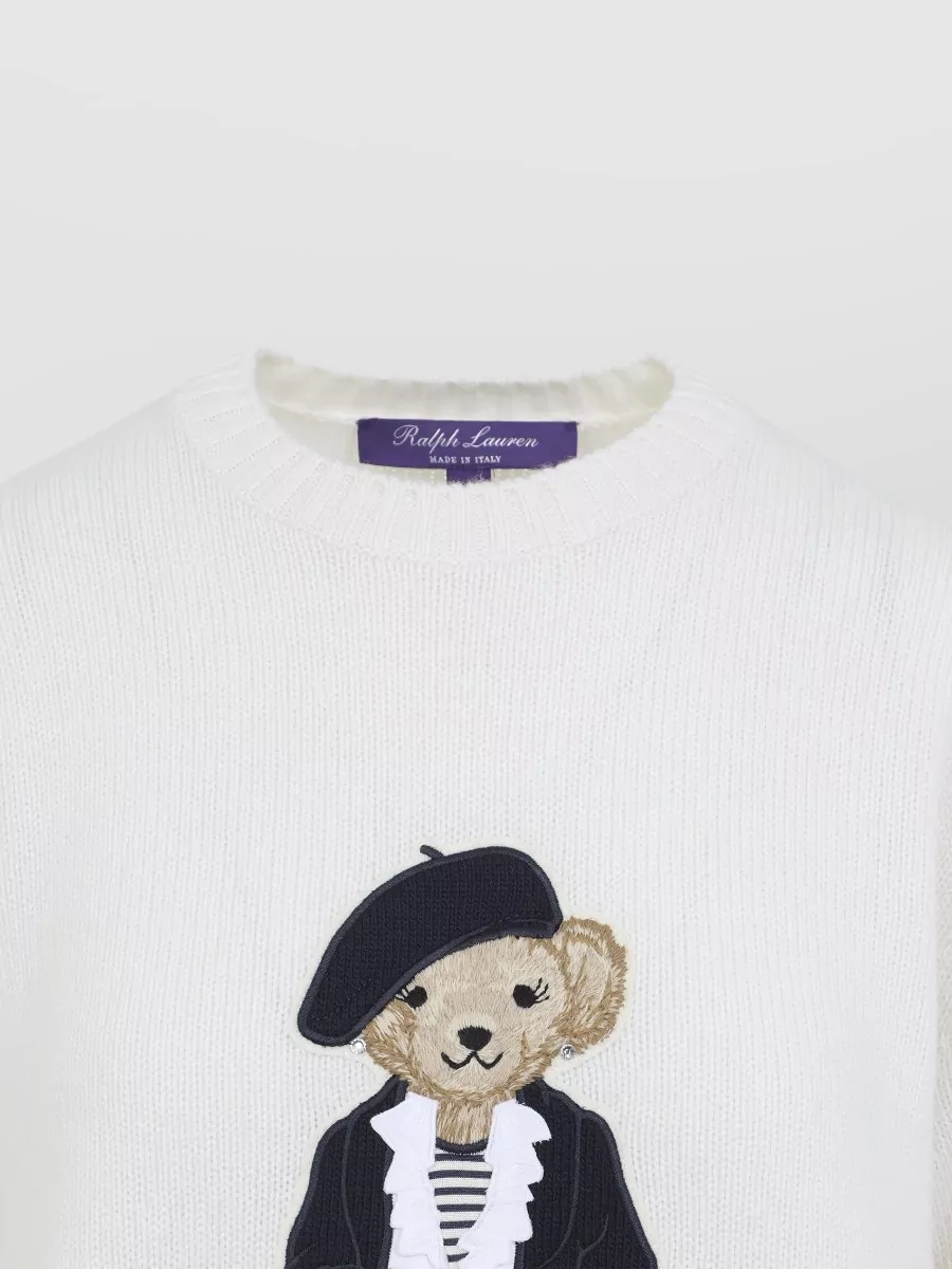 Ralph Lauren Collection Knit Pullover Bear Motif Crew Neck