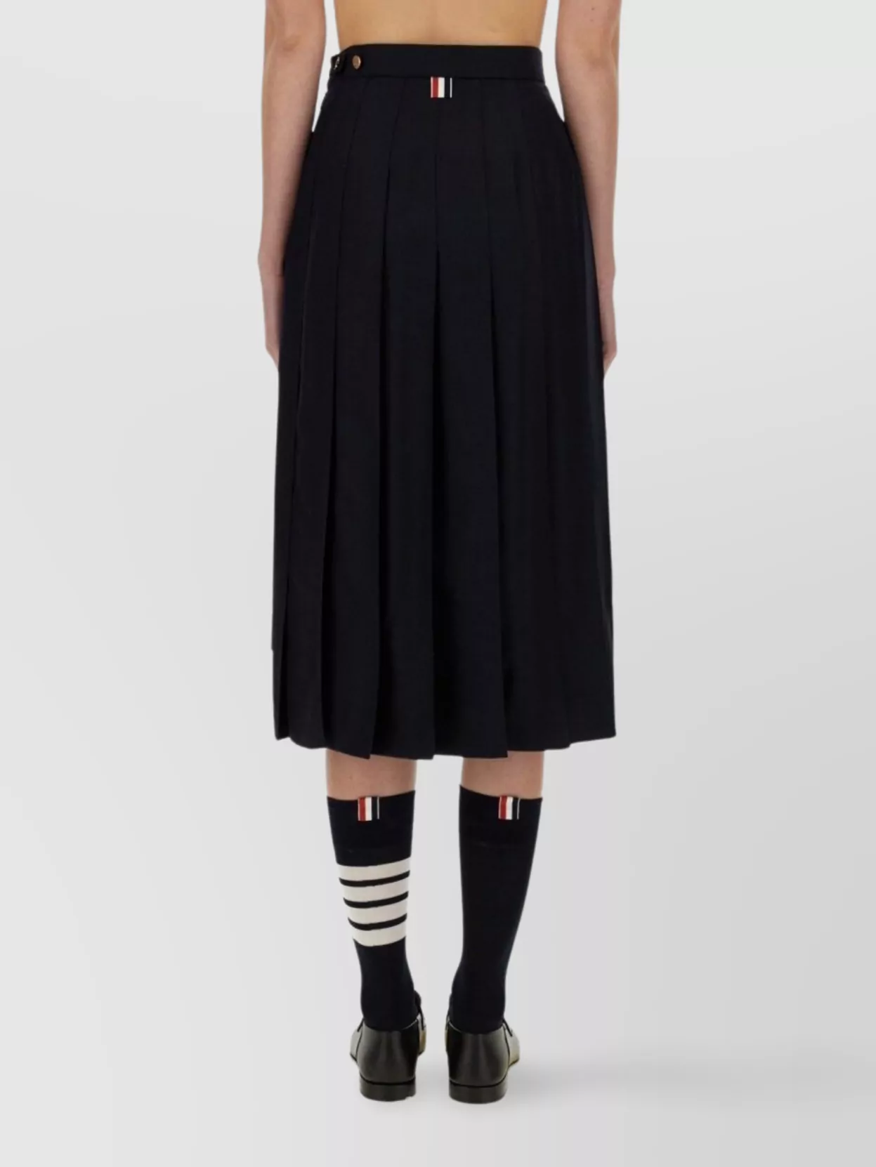Thom Browne Pleated Buttoned High-Waisted Knee-Length Skirt