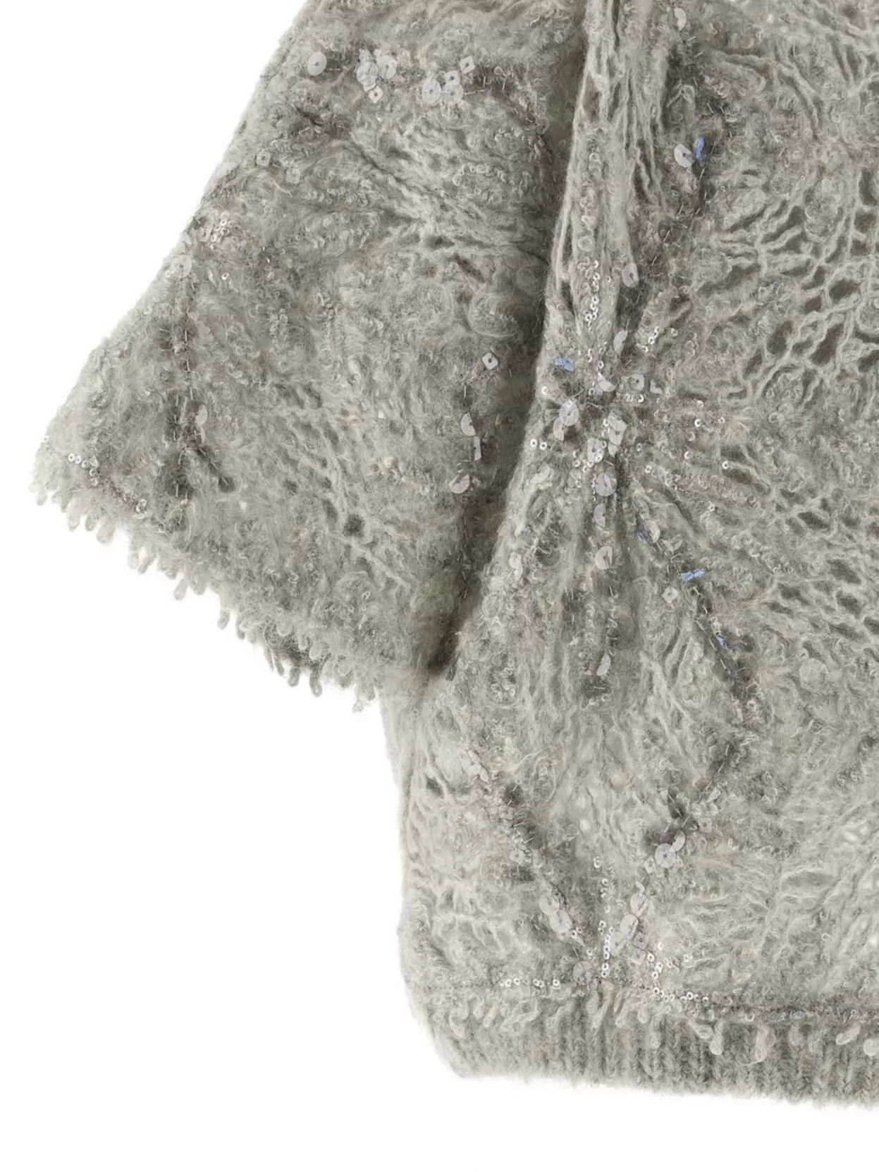Brunello Cucinelli Short Sleeve Textured Sweater Featuring Sequins