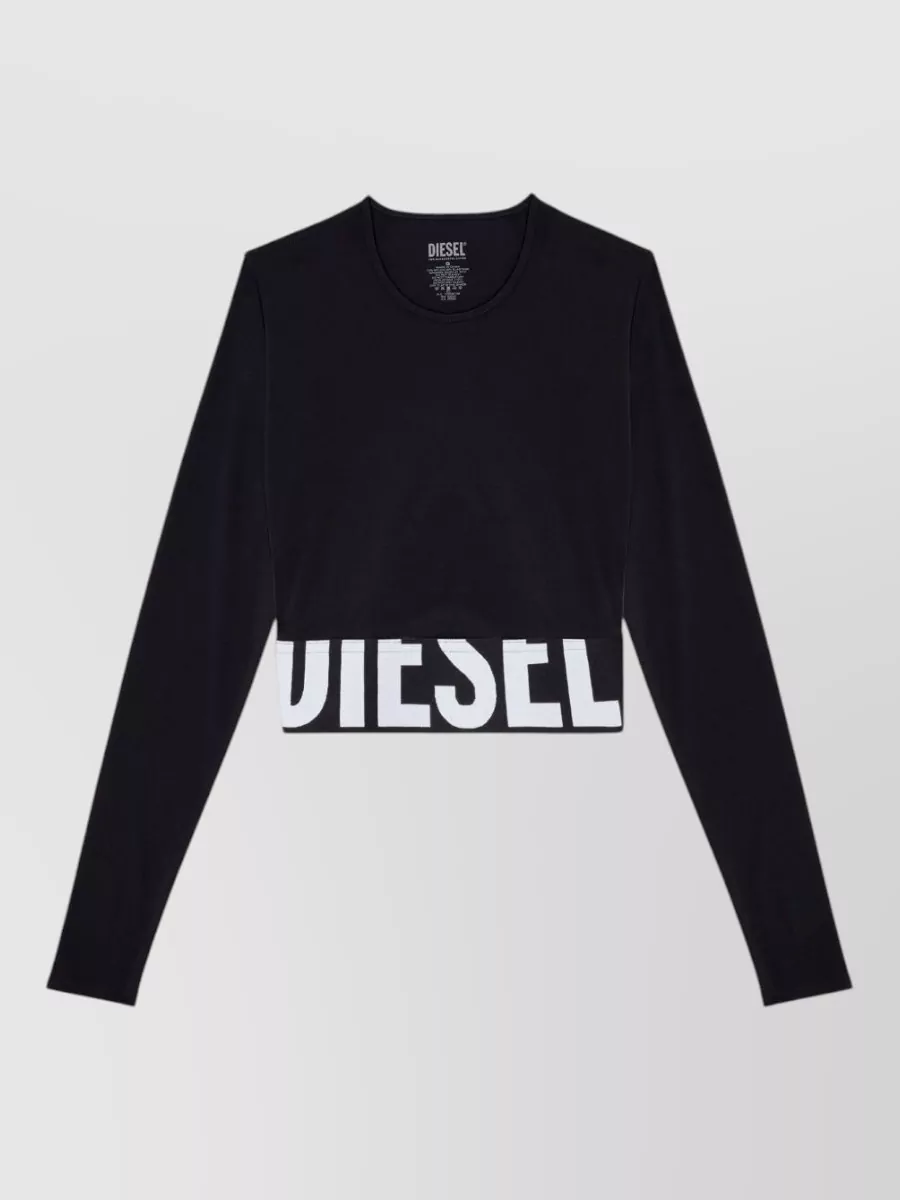 Diesel logo-print long-sleeve cropped top