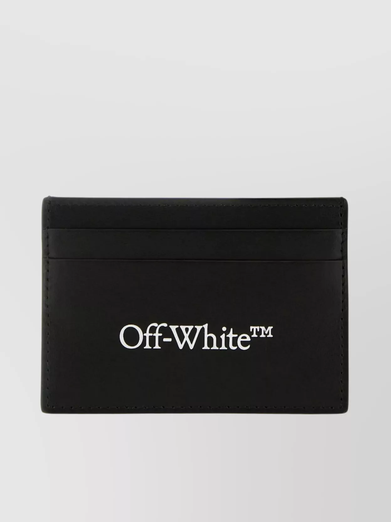Off-white Smooth Leather Card Holder In Black