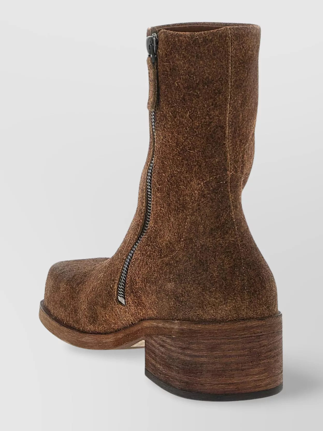 Marsell Square Toe Suede Ankle Boots With Block Heel