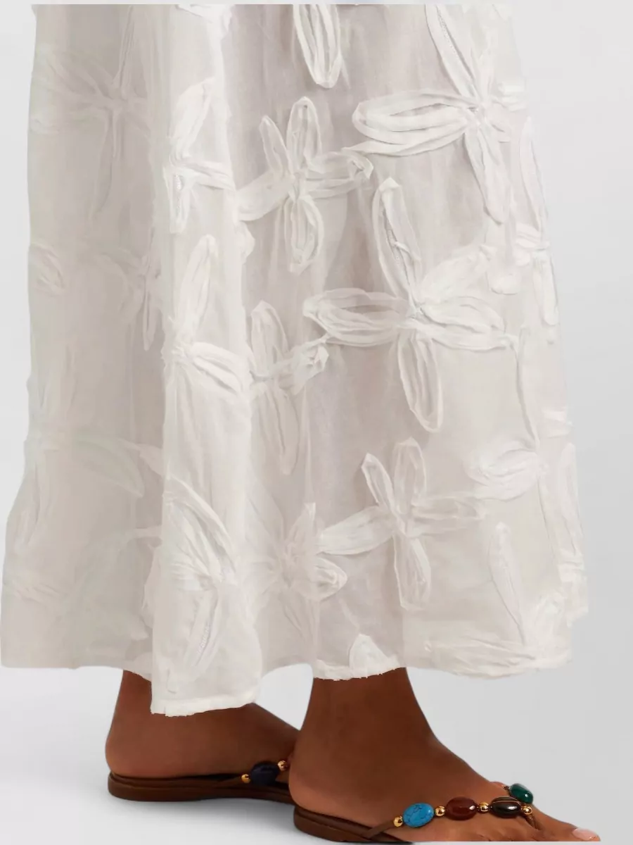 Farm Rio Embroidered Cotton Maxi Skirt