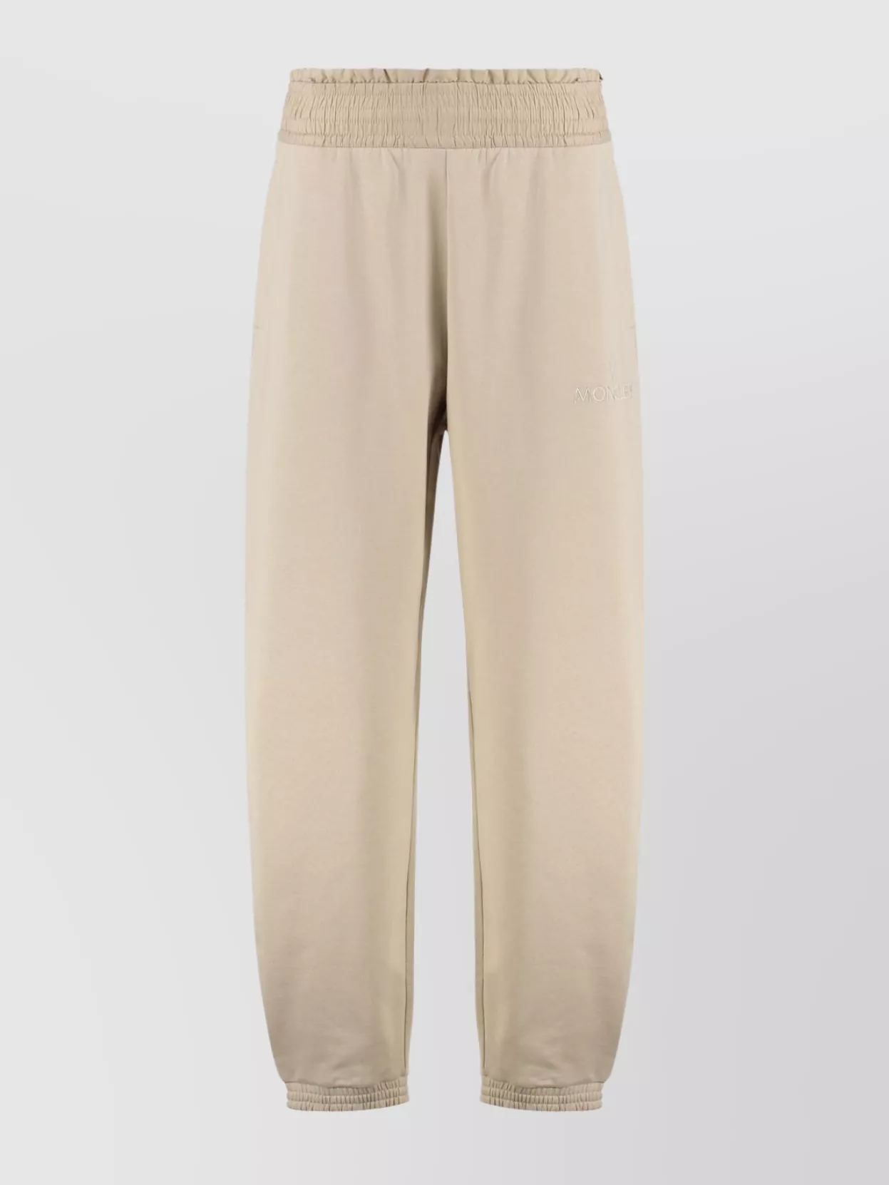 Moncler Sport Trousers With Patch And Elastic Ankle Cuffs In Neutral