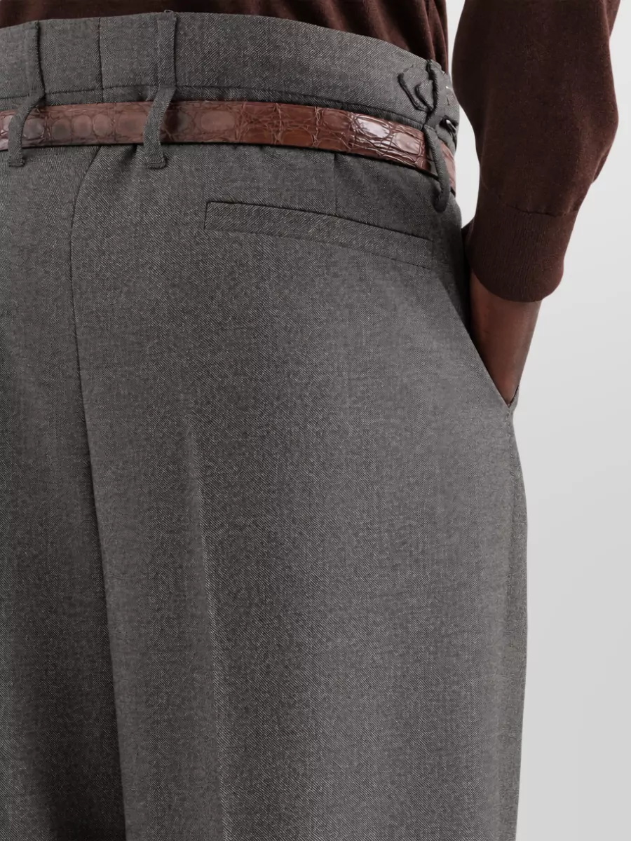Dolce&Gabbana Wool Wide-Leg Pleated Tailored Trousers