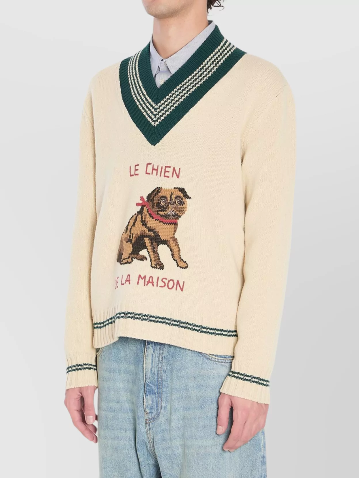 Valentino Garavani Graphic V-Neck Wool Pullover