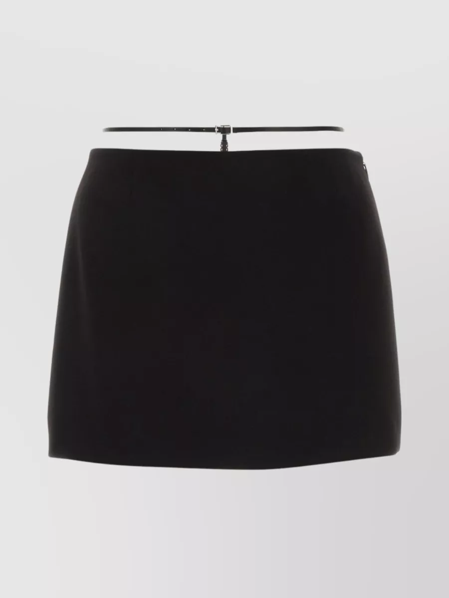 Shop Dsquared2 Polyester Mini Skirt Leather Strap In Black