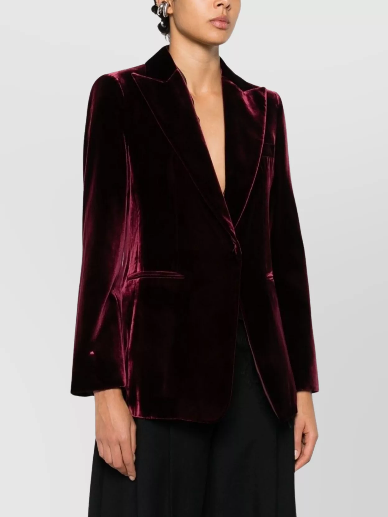 Emporio Armani Single-breasted Velvet Jacket Notch Lapels In Burgundy