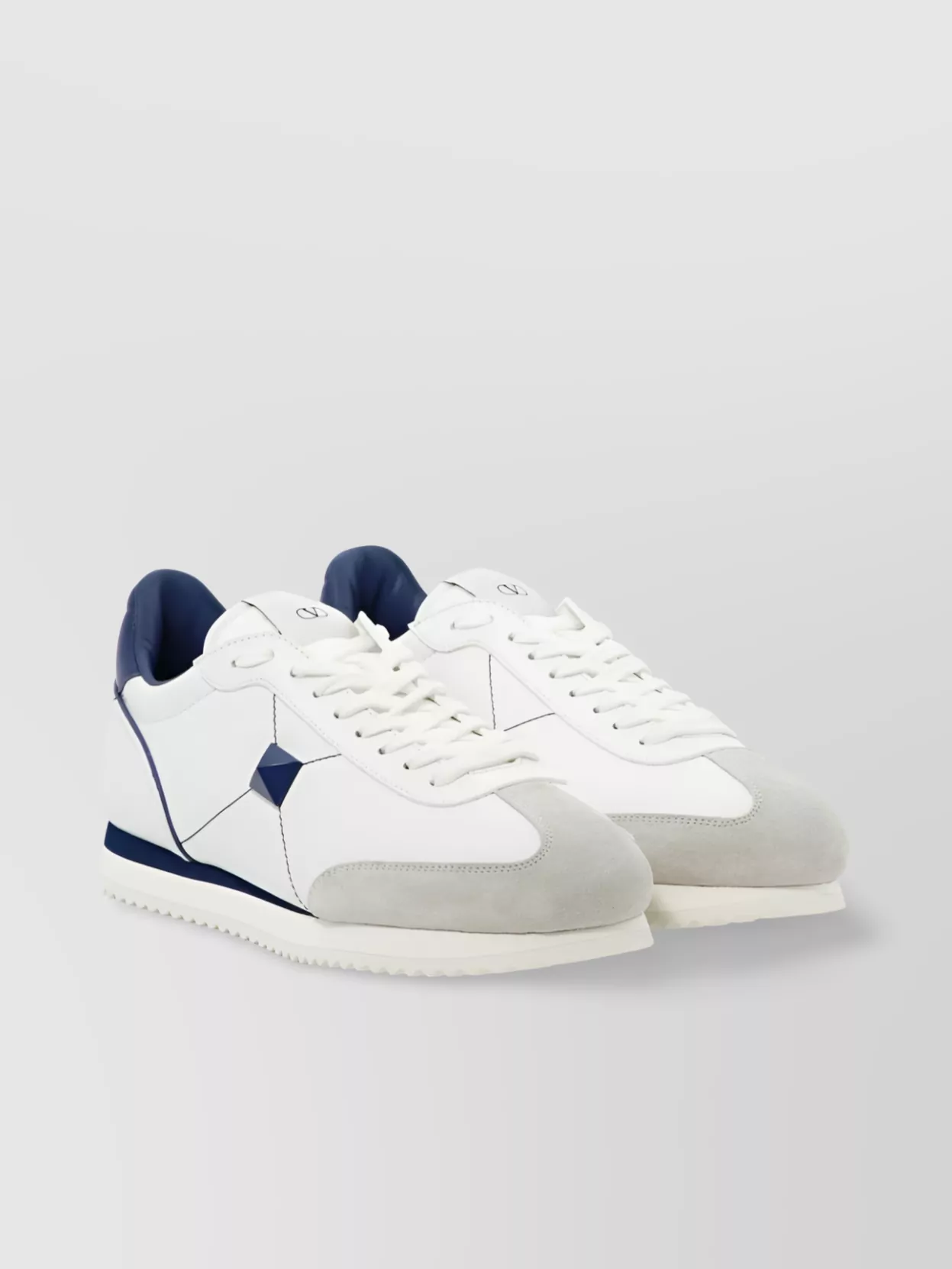 Shop Valentino Sneakers With Padded Collar And Suede Accents In White