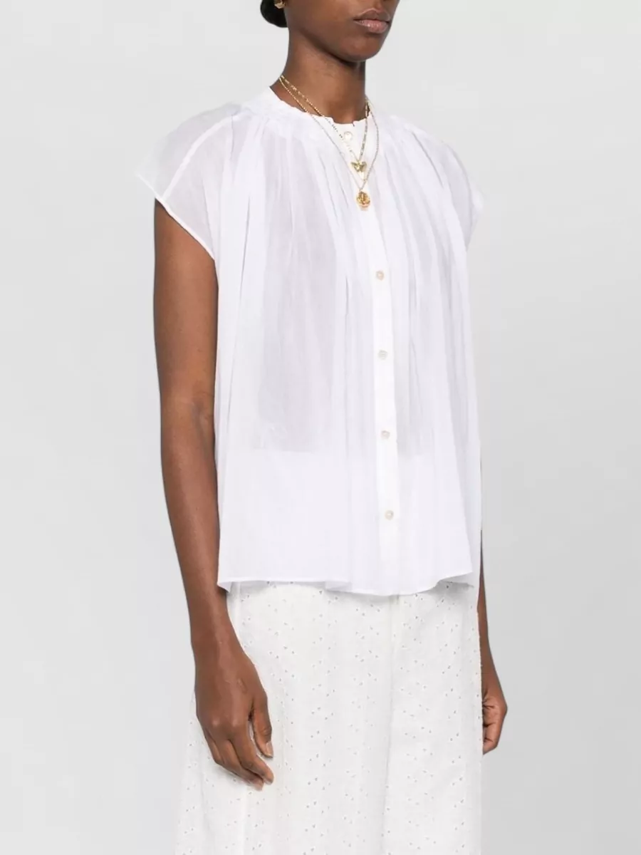 Forte Forte Cotton Silk Gathered Cap Sleeve Blouse