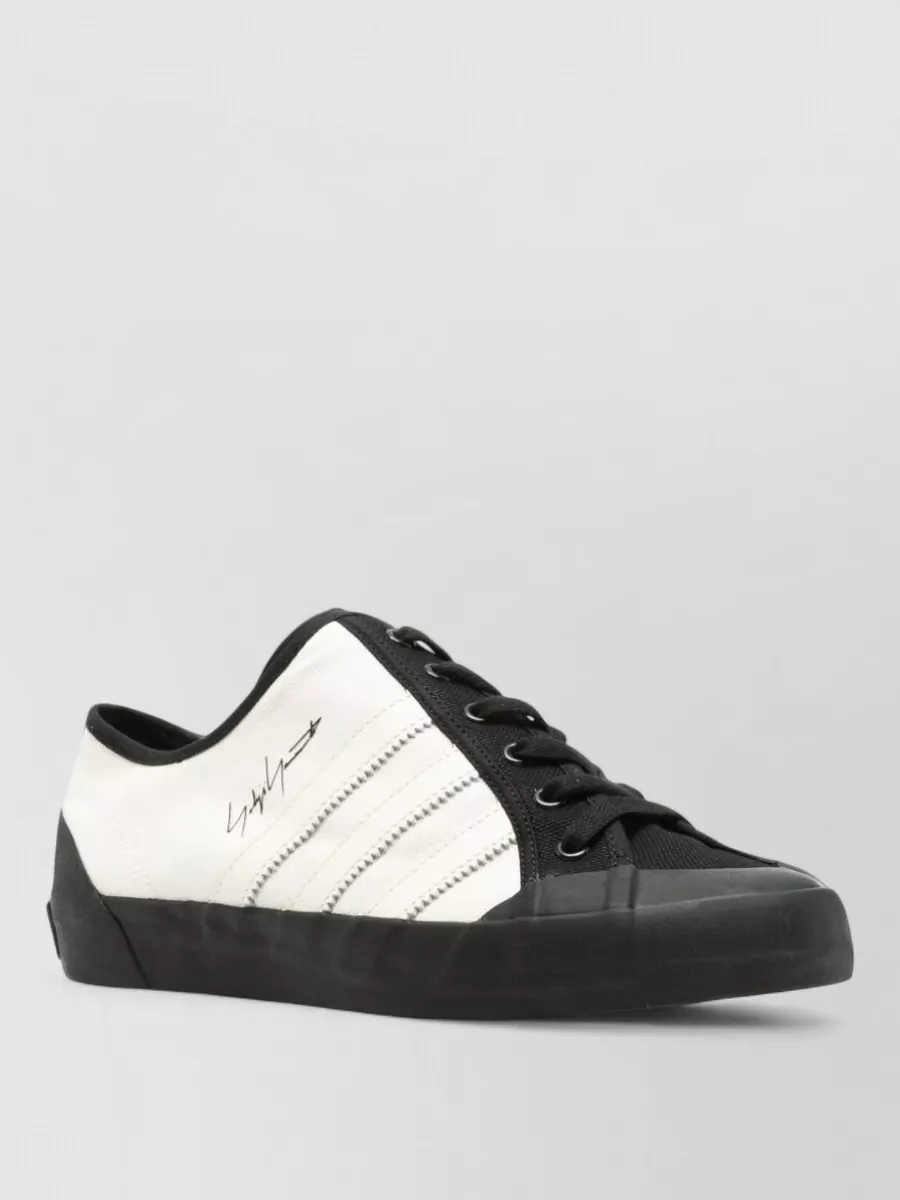 Y-3 leather canvas low-top lace-up sneakers