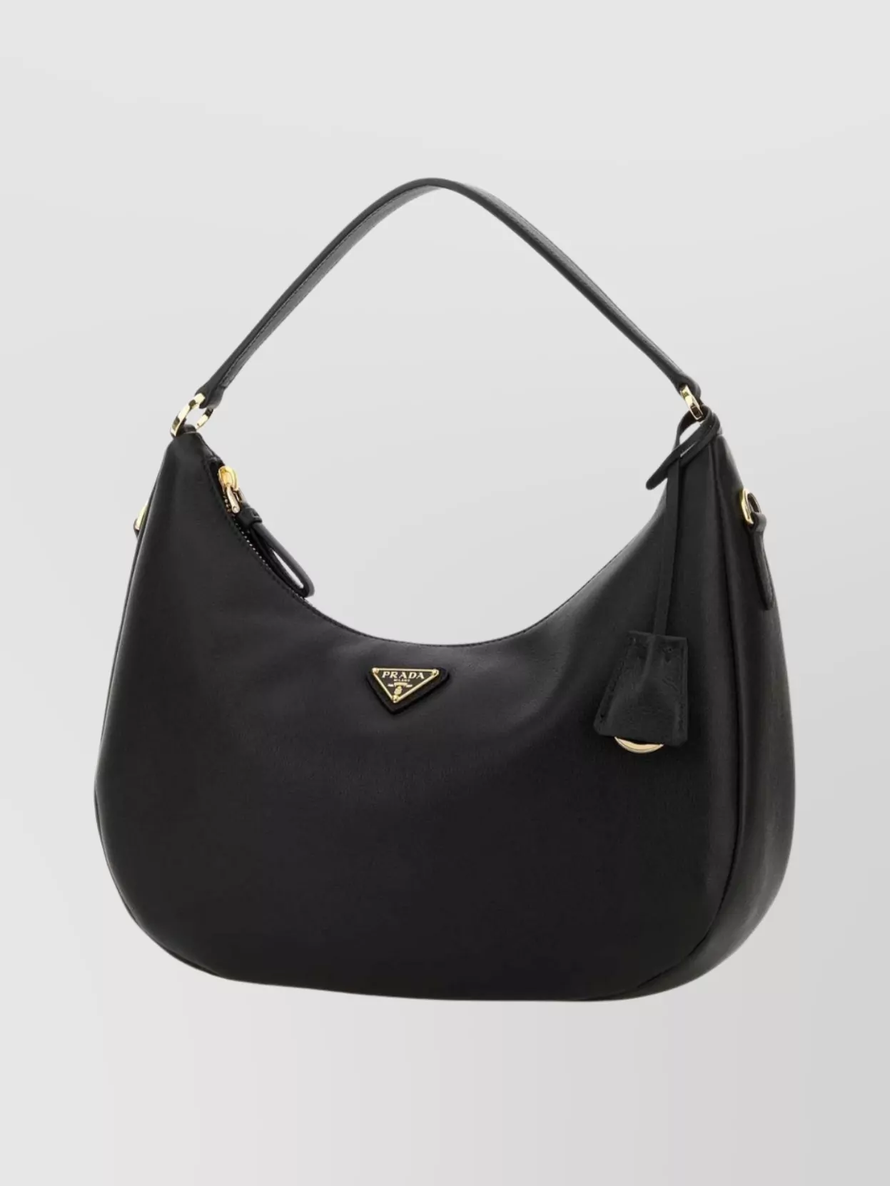 Prada Curved Silhouette Handbag Gold-tone Hardware In Black