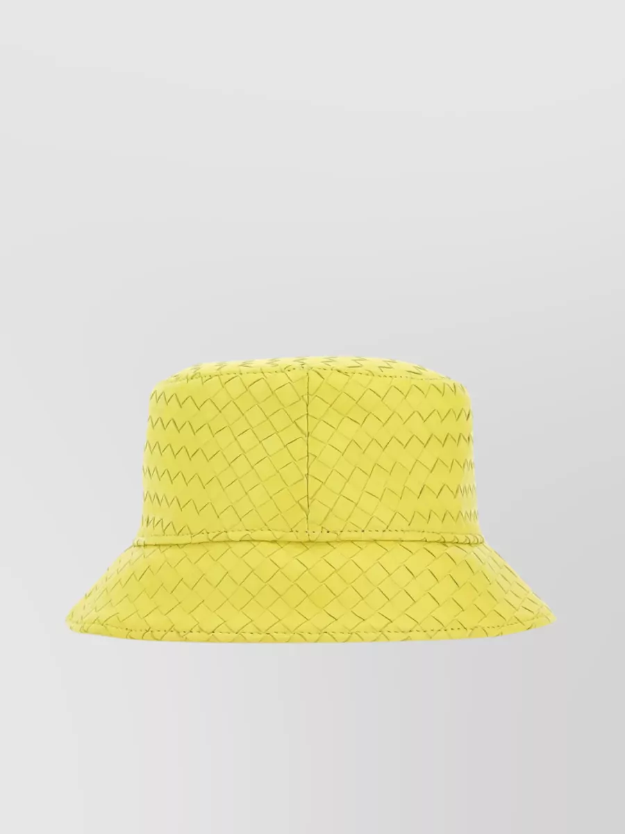 Shop Bottega Veneta Nappa Leather Wide Brim Hat In Yellow