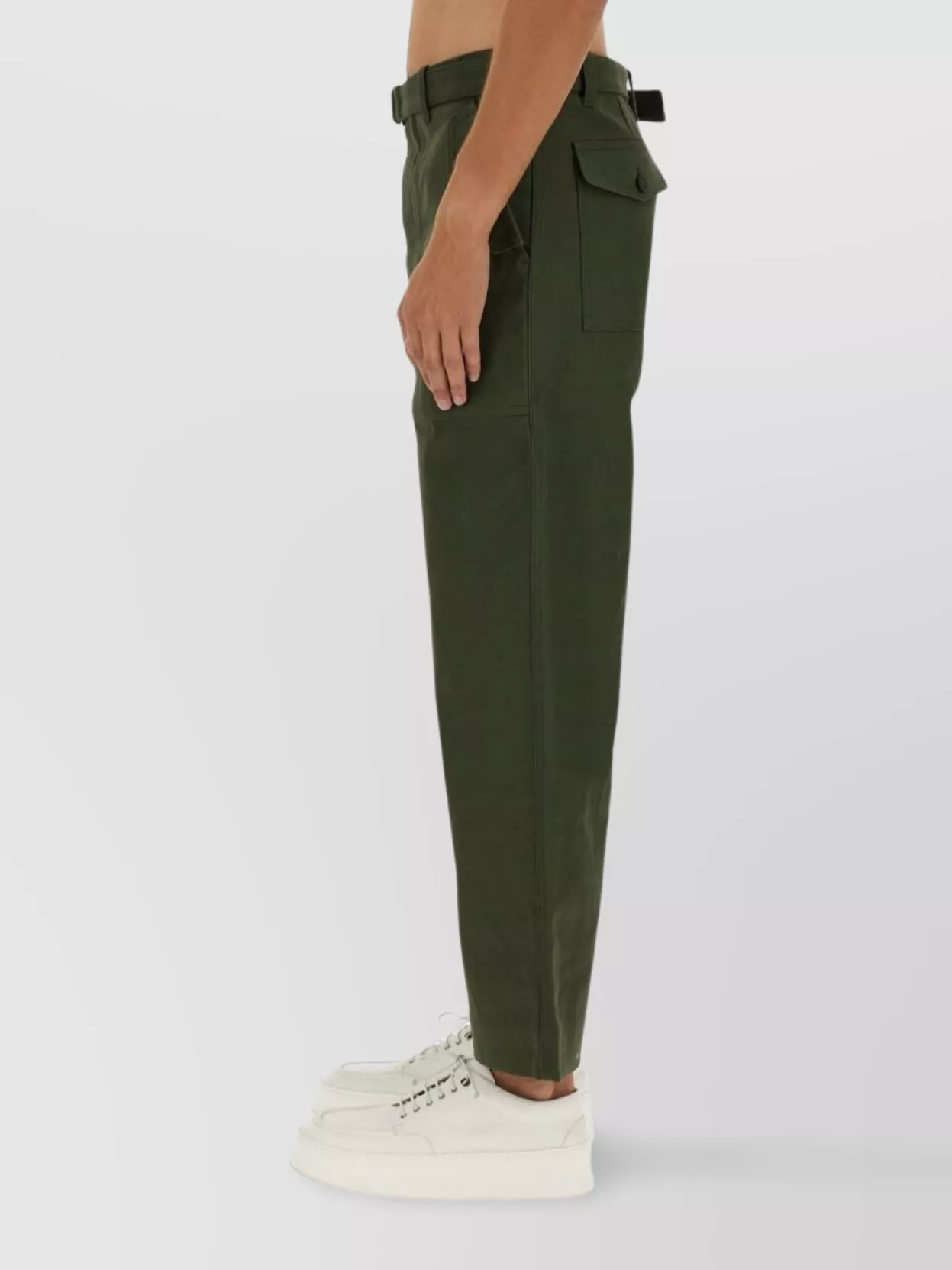 Maison Kitsuné Twill Trousers With Wide Leg And Cropped Length