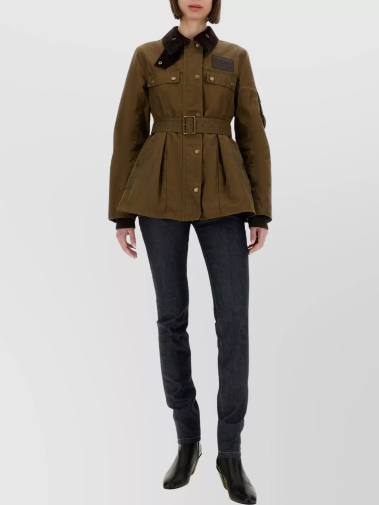 Barbour "constancia" Jacket Belted Corduroy Collar