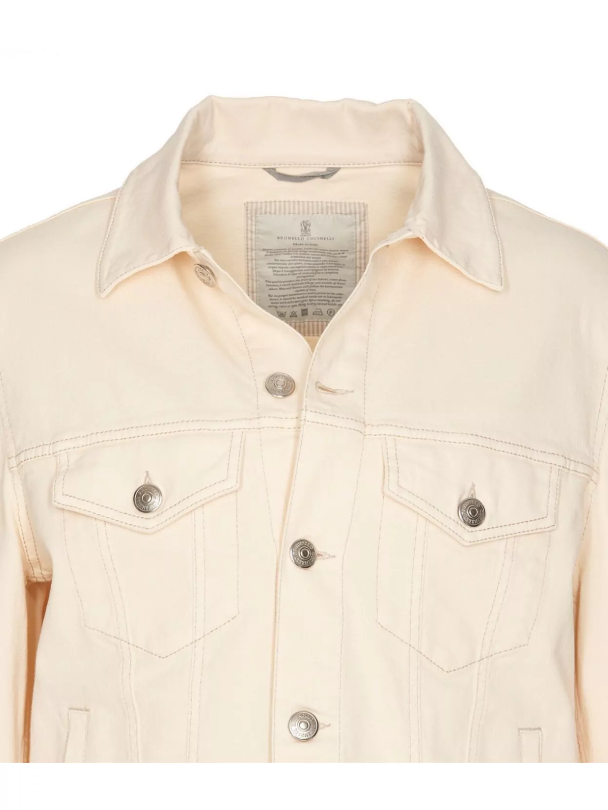 Brunello Cucinelli Classic White Denim Jacket For Men