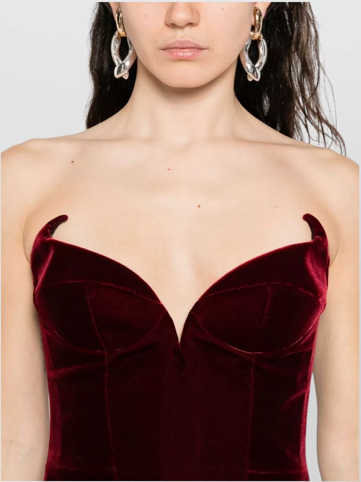 Mugler Strapless Velvet Sweetheart Maxi Dress