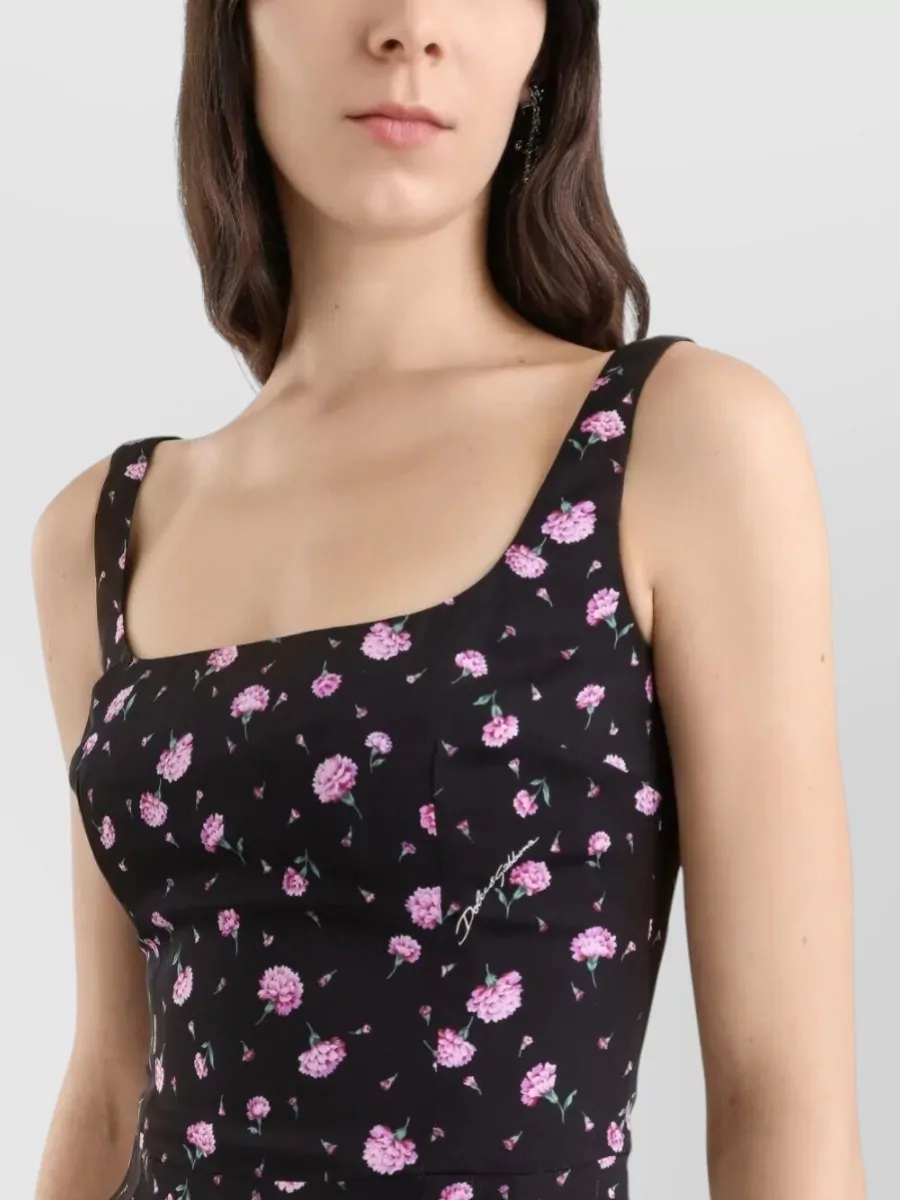 Dolce&Gabbana Silk Floral-Print Midi Sheath Dress