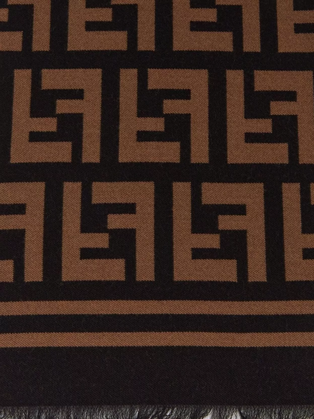 Fendi Rectangular Scarf Fringed Edges In Brown