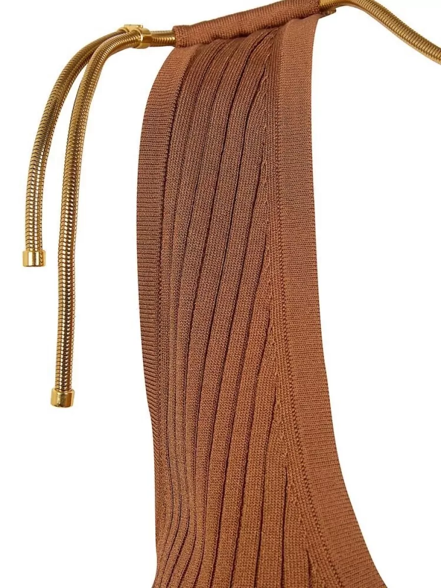 Elisabetta Franchi Ribbed Knit Midi Dress