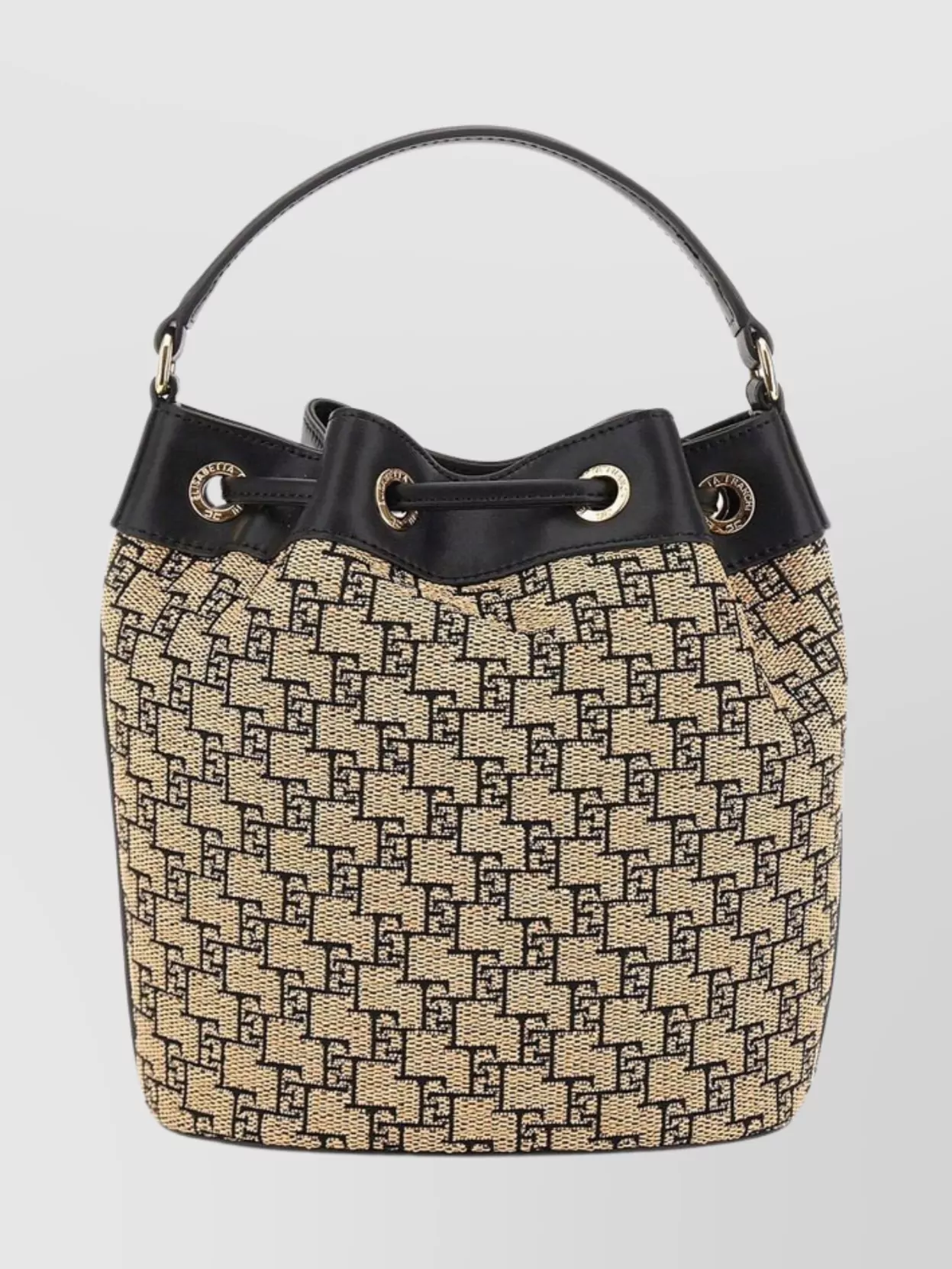 Shop Elisabetta Franchi Monogram Jacquard Bucket Bag