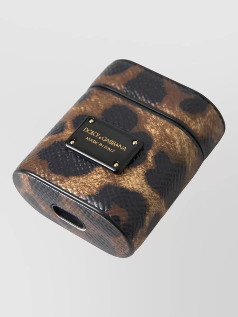 Dolce&Gabbana Leopard-Print Calfskin Leather Airpods Case