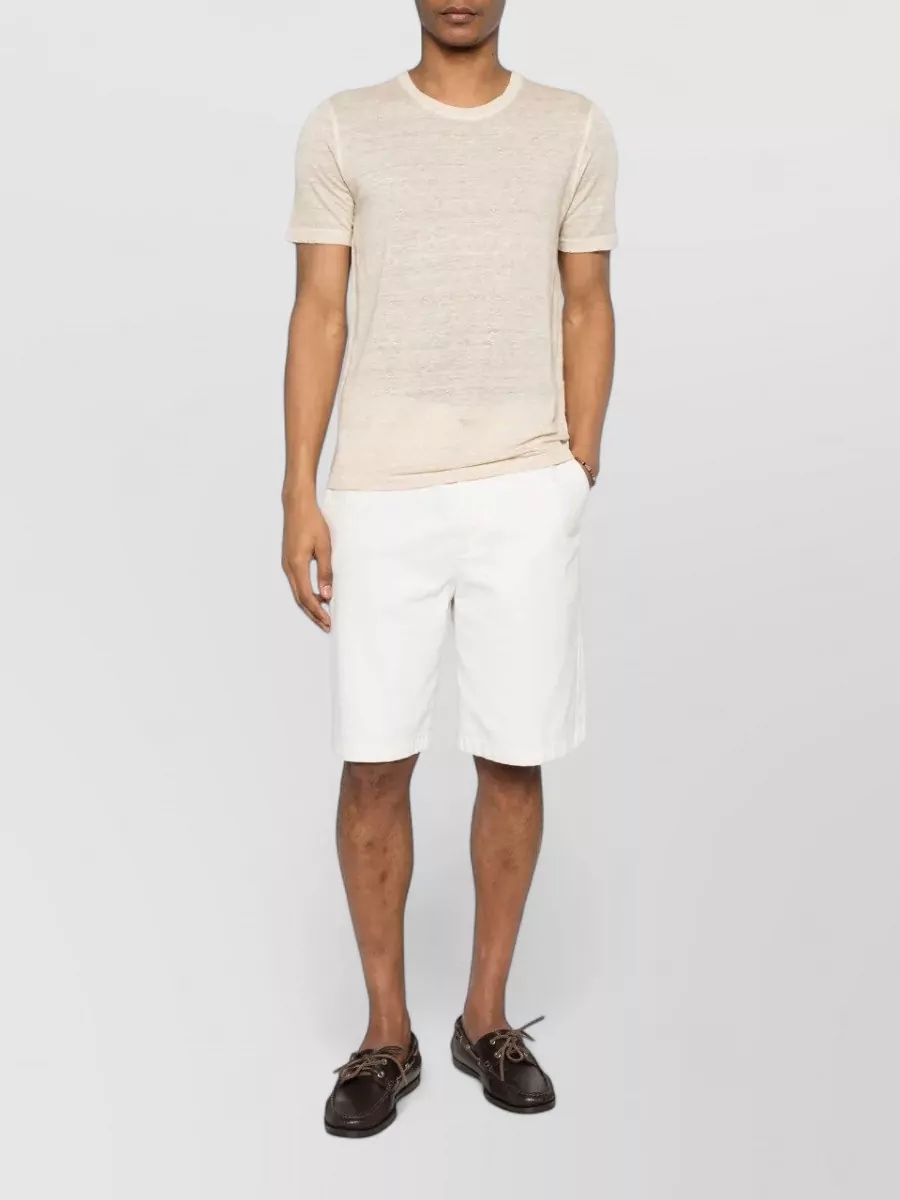 120% Lino Linen Crew Neck Short Sleeve T-Shirt