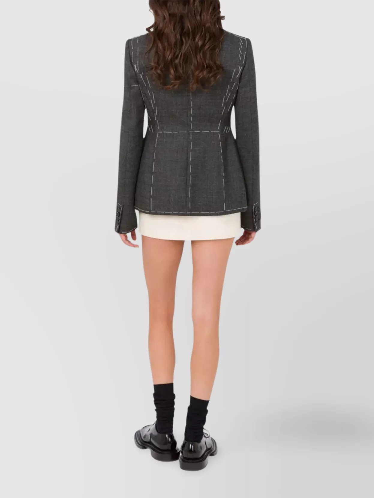 Moschino Notched Lapel Tailored Suit Jacket In Gray