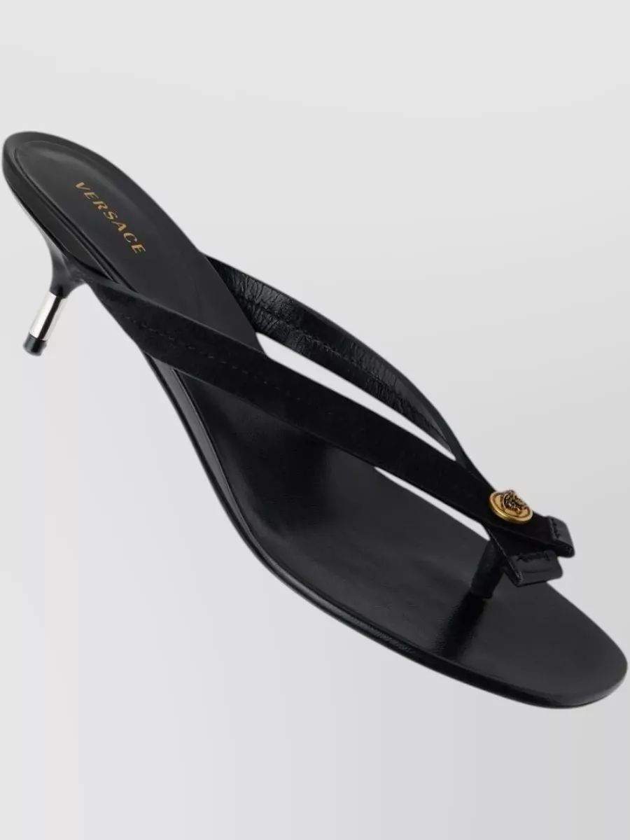 Versace Leather Thong Heeled Sandals