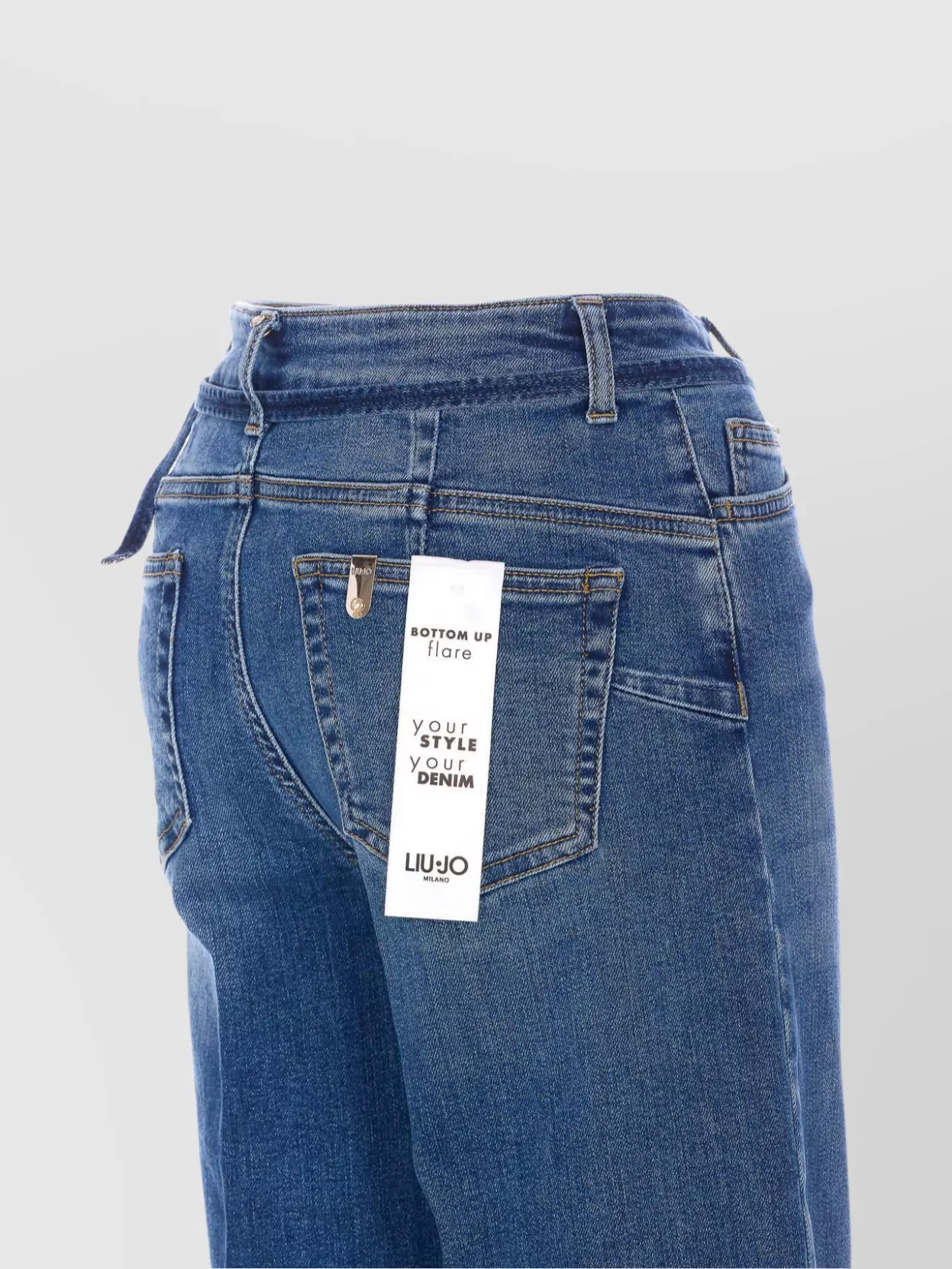 Shop Liu •jo Wide Cuffs Denim Jeans Trousers With 5 Pockets