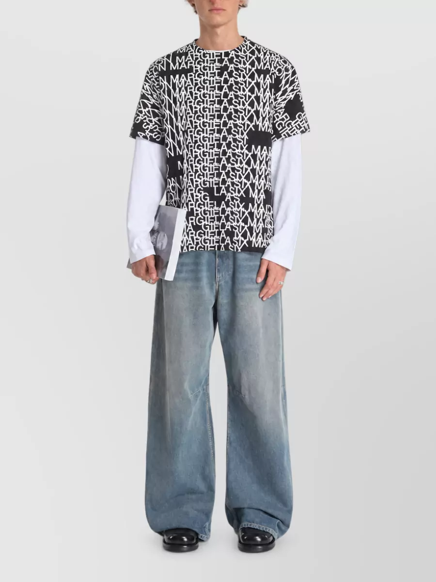 Mm6 Maison Margiela Logo Print Layered-Sleeve T-Shirt