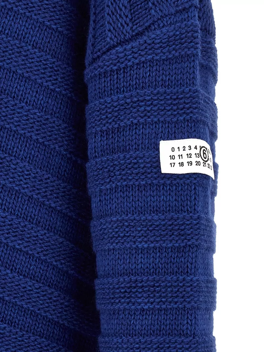 Mm6 Maison Margiela Wool Ribbed Distressed V-Neck Cardigan
