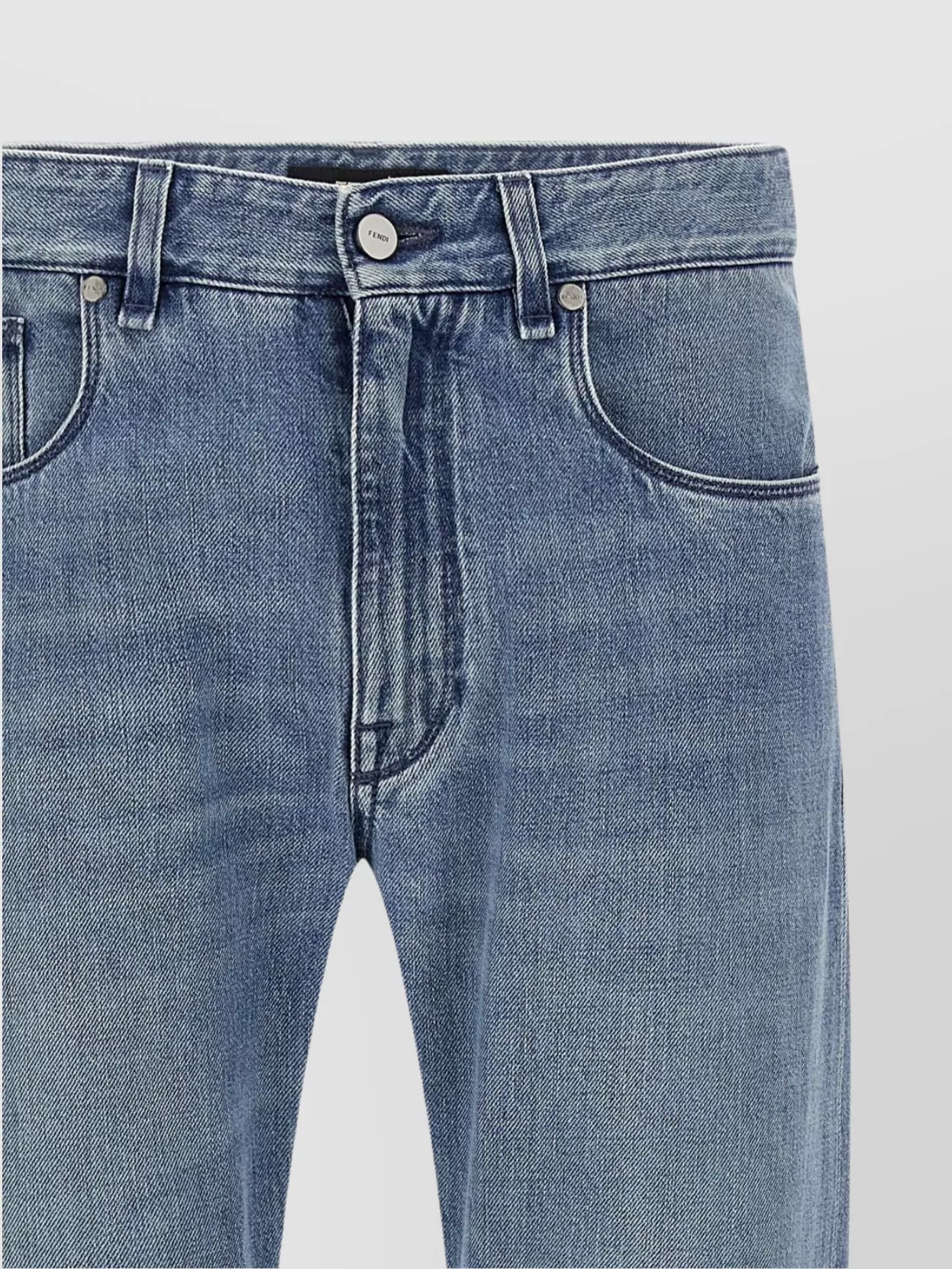 Fendi Denim Jeans Belt Loops Faded Wash