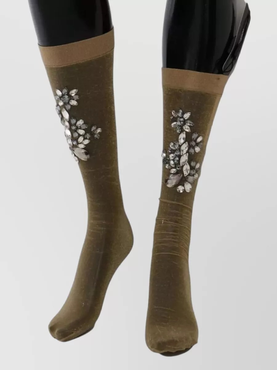 Dolce&Gabbana Metallic Crystal-Embellished Socks
