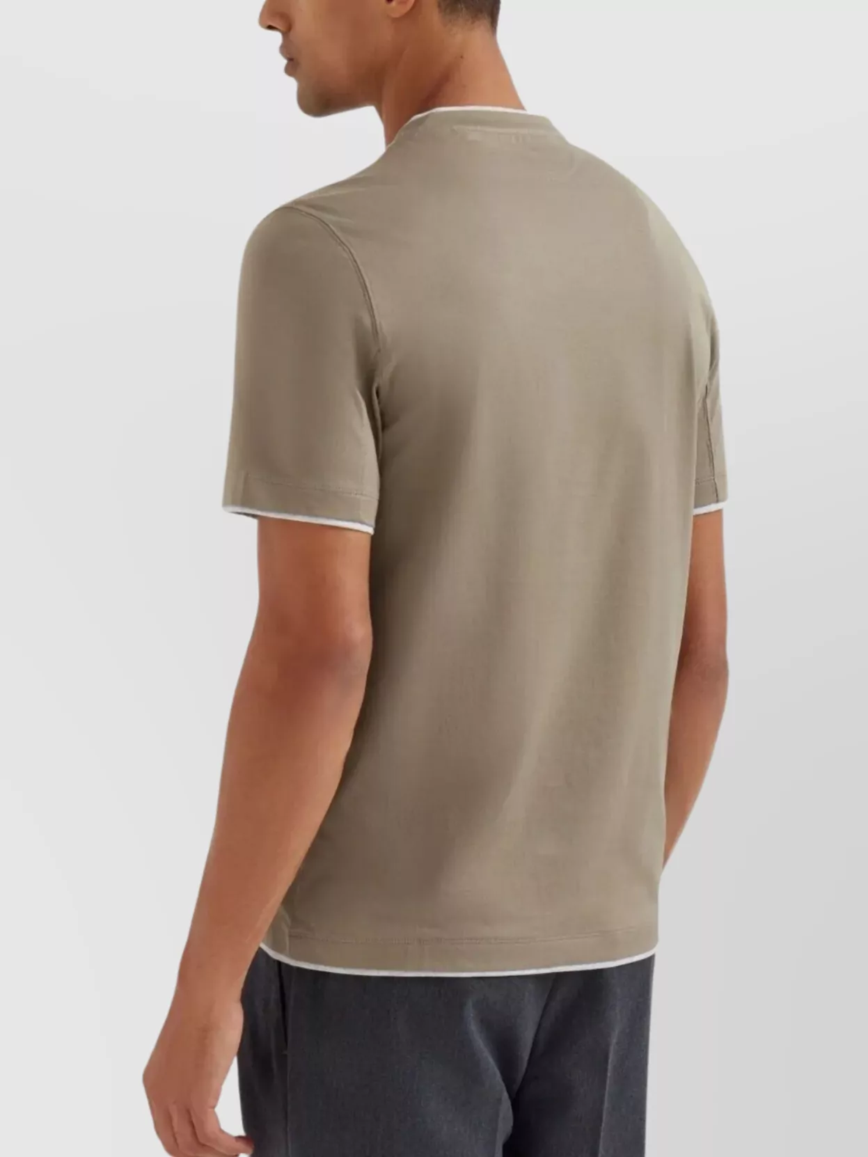Brunello Cucinelli Cotton Jersey Crew Neck T-shirt With Faux-layering Clothing In Nude