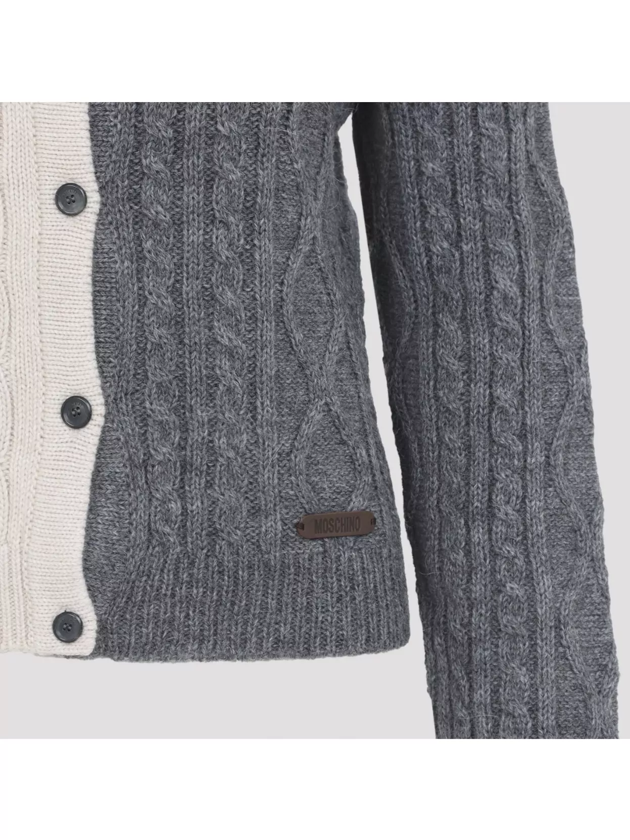 Moschino Bicolor Cable Knit Cardigan In Multi