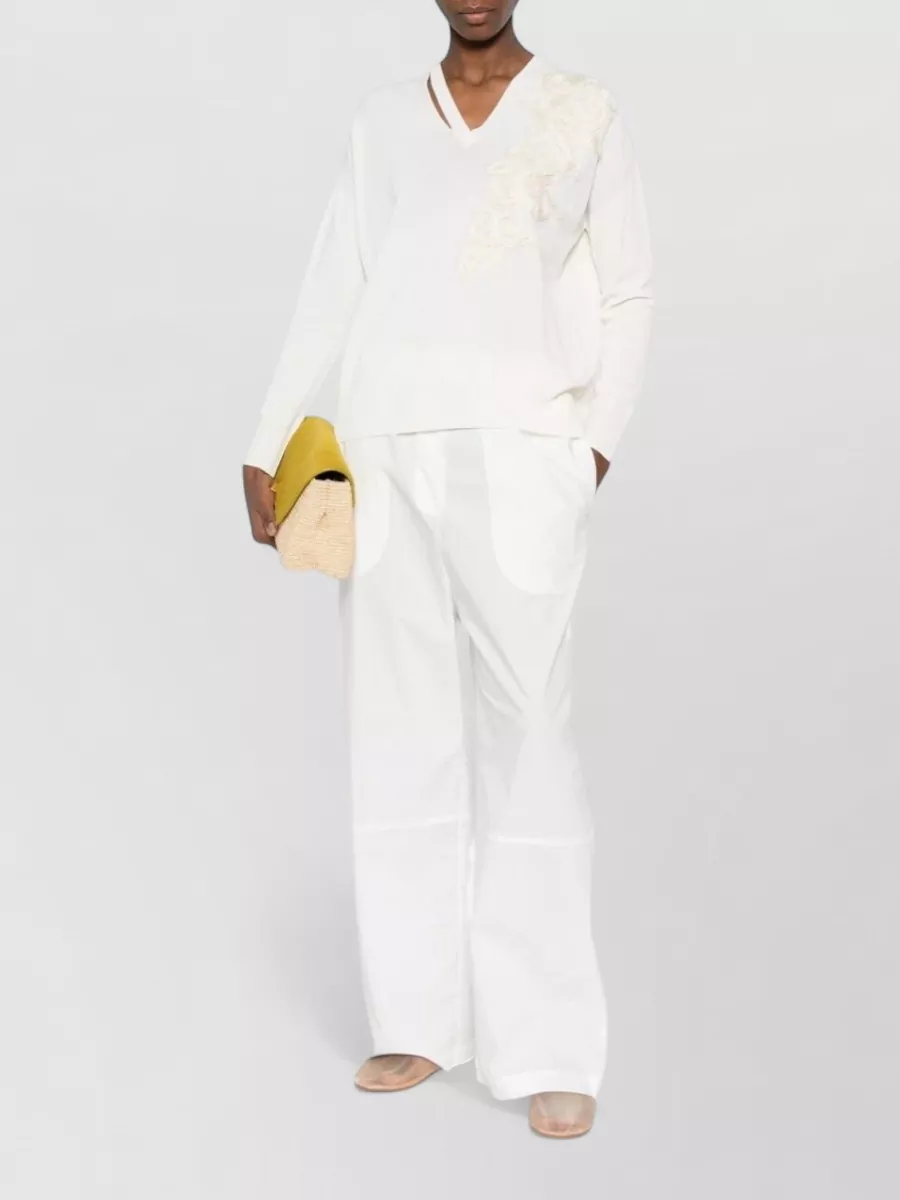 Ermanno Firenze Appliqué V-Neck Long-Sleeve Sweatshirt